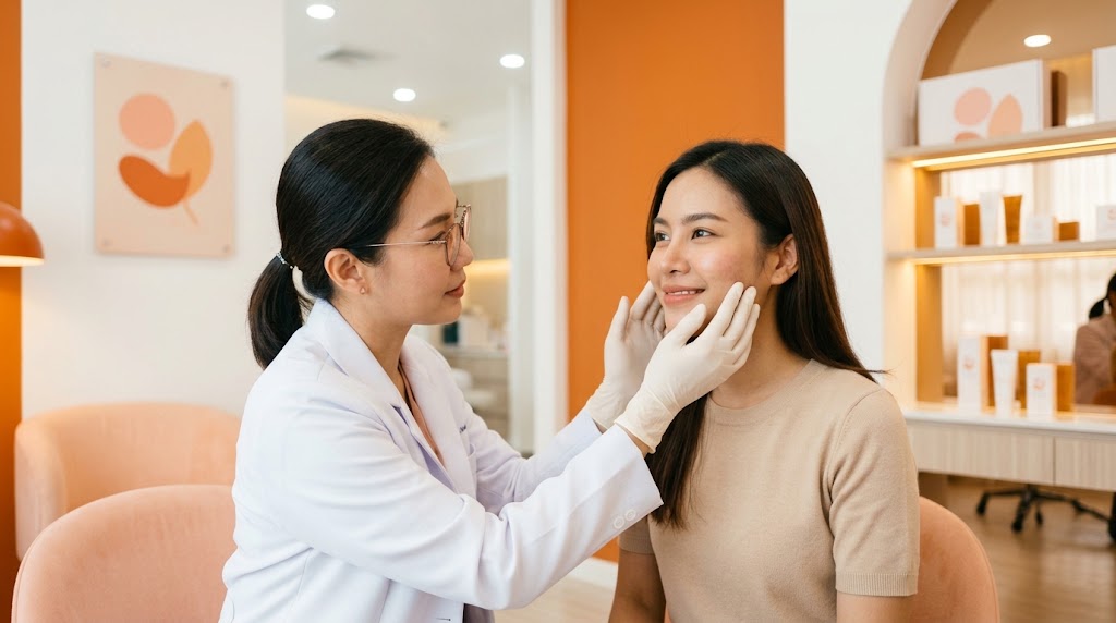 แพทย์ตรวจประเมินบริเวณที่ทำในช่วงฟื้นตัวหลังดูดไขมัน