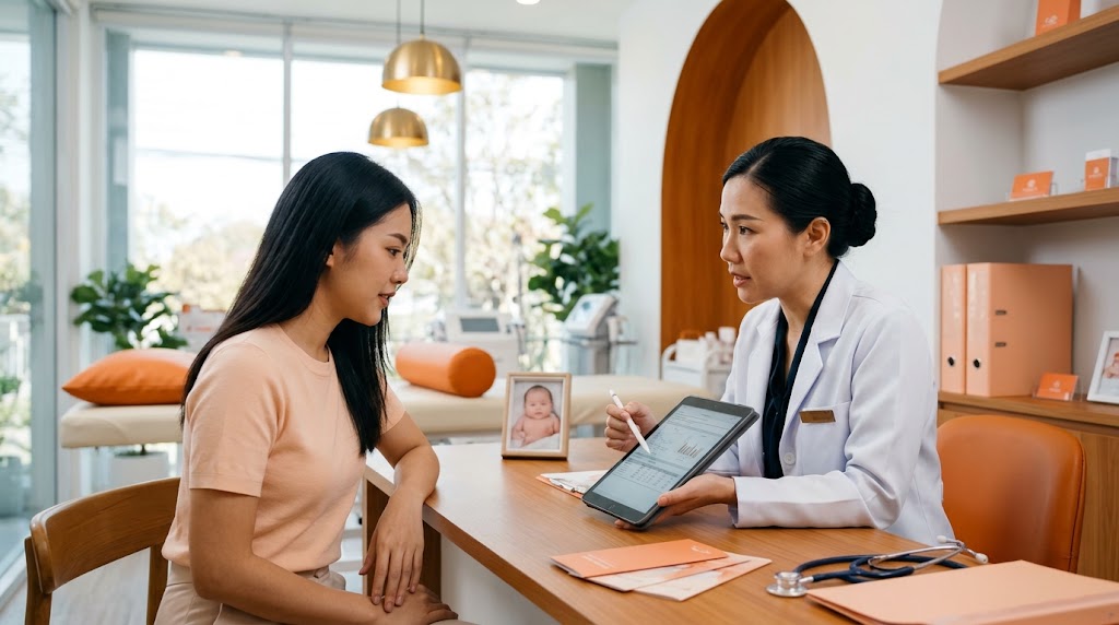 แพทย์อธิบายผลตรวจฮอร์โมนให้คนไข้ PCOS ก่อนพิจารณาดูดไขมัน