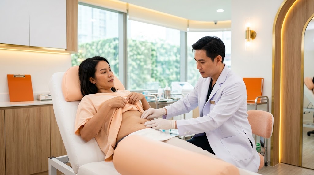 แพทย์ประเมินความยืดหยุ่นของผิวเพื่อดูความเหมาะสมกับ J Plasma