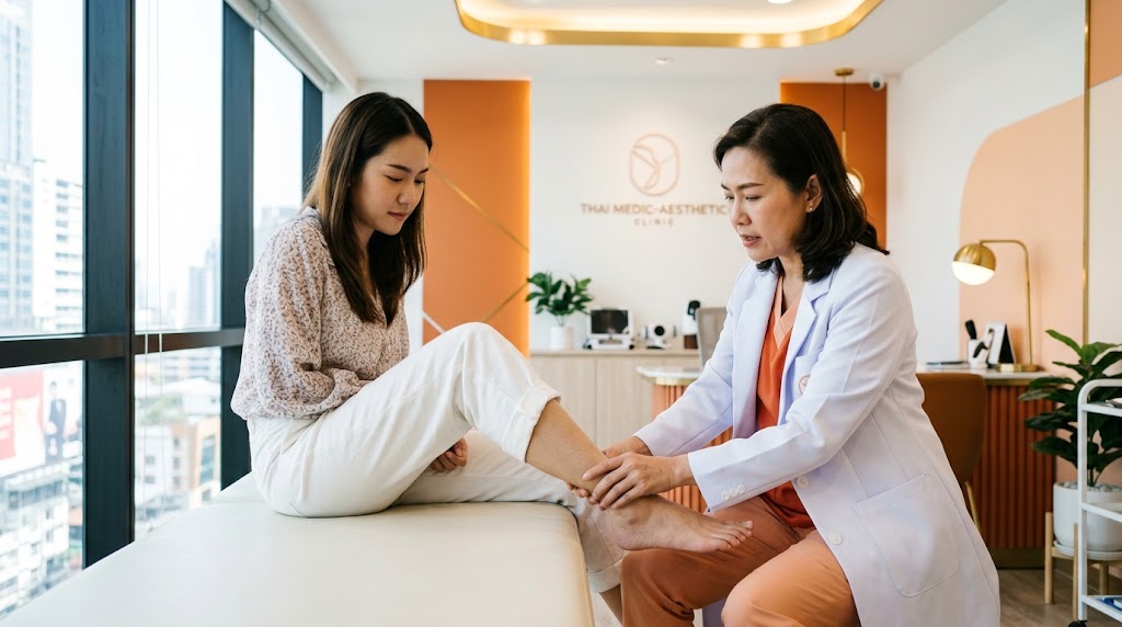 แพทย์ตรวจประเมินสาเหตุของข้อเท้าที่ดูใหญ่ก่อนพิจารณาดูดไขมัน